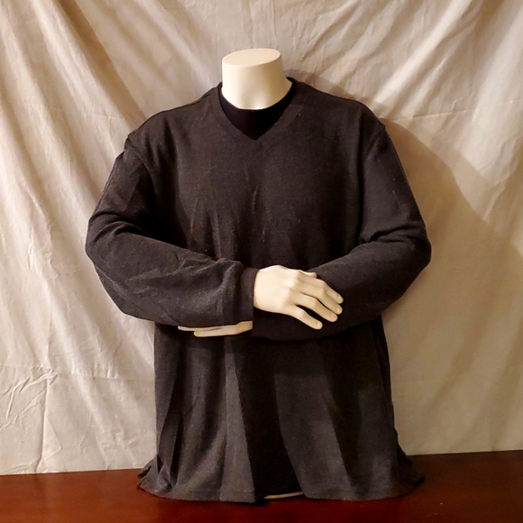 Haggar Other - Haggar Henly Style V Neck Sweater over Crew Undershirt Collar XXL